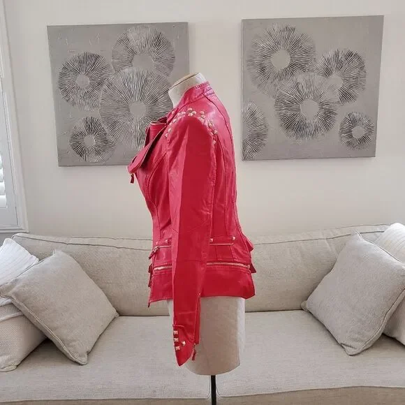 SX Honey Pot Faux Leather Studded Jacket sz Med - Picture 7 of 13